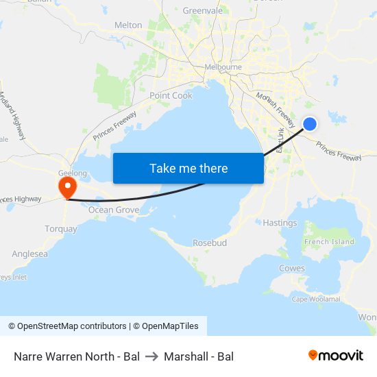 Narre Warren North - Bal to Marshall - Bal map