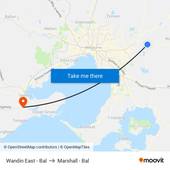 Wandin East - Bal to Marshall - Bal map