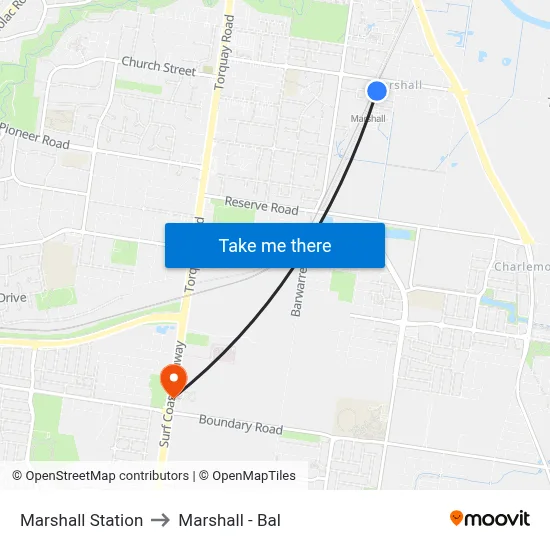 Marshall Station to Marshall - Bal map