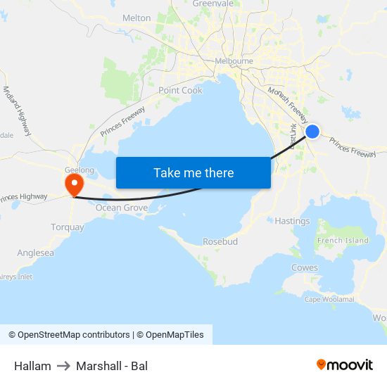 Hallam to Marshall - Bal map