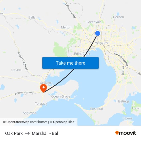 Oak Park to Marshall - Bal map