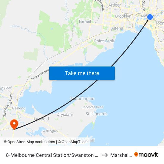 8-Melbourne Central Station/Swanston St (Melbourne City) to Marshall - Bal map