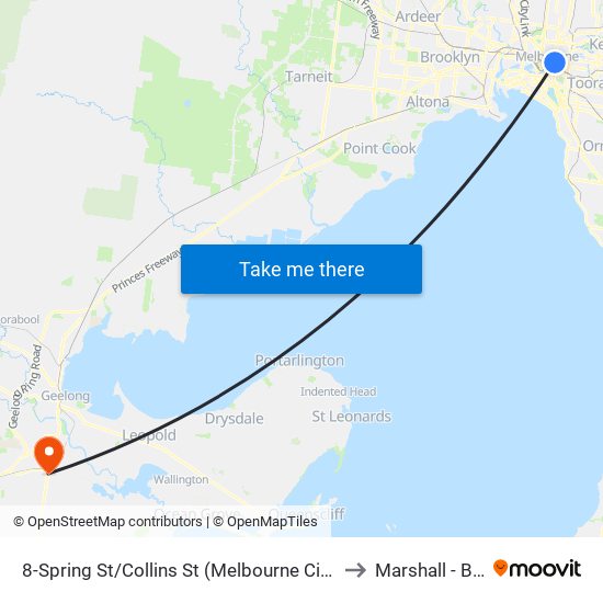 8-Spring St/Collins St (Melbourne City) to Marshall - Bal map