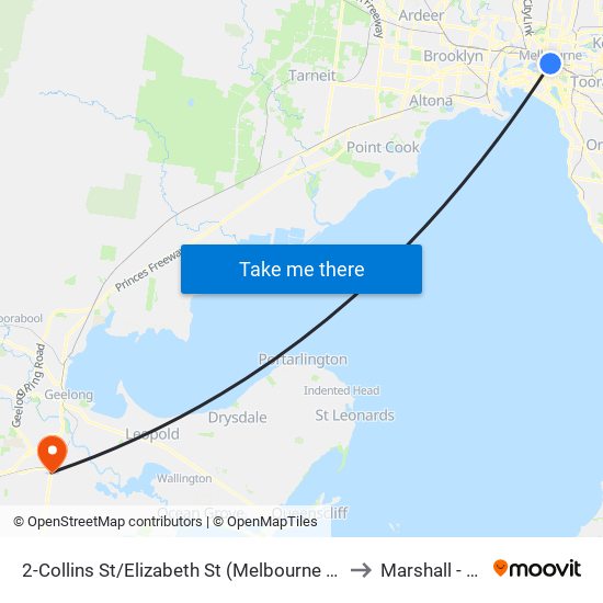 2-Collins St/Elizabeth St (Melbourne City) to Marshall - Bal map