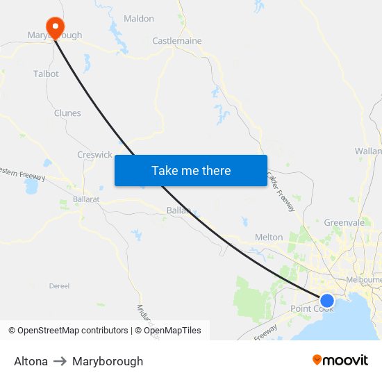 Altona to Maryborough map
