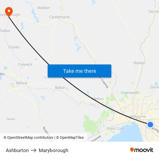 Ashburton to Maryborough map