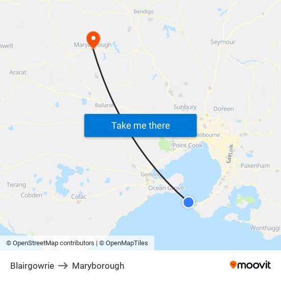 Blairgowrie to Maryborough map