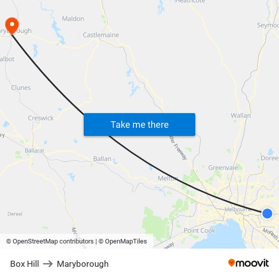 Box Hill to Maryborough map