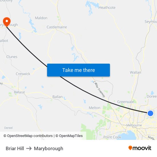 Briar Hill to Maryborough map