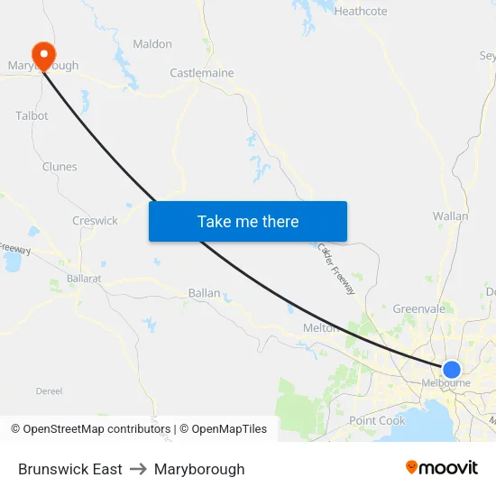Brunswick East to Maryborough map