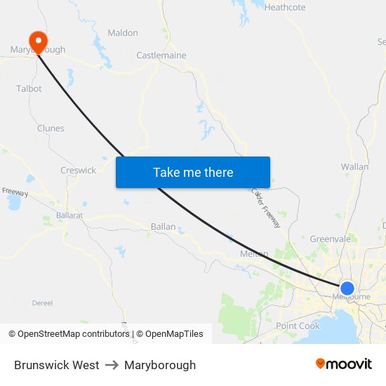 Brunswick West to Maryborough map