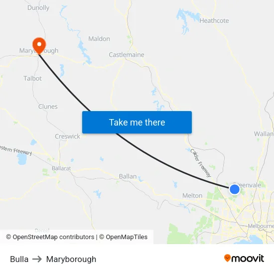 Bulla to Maryborough map