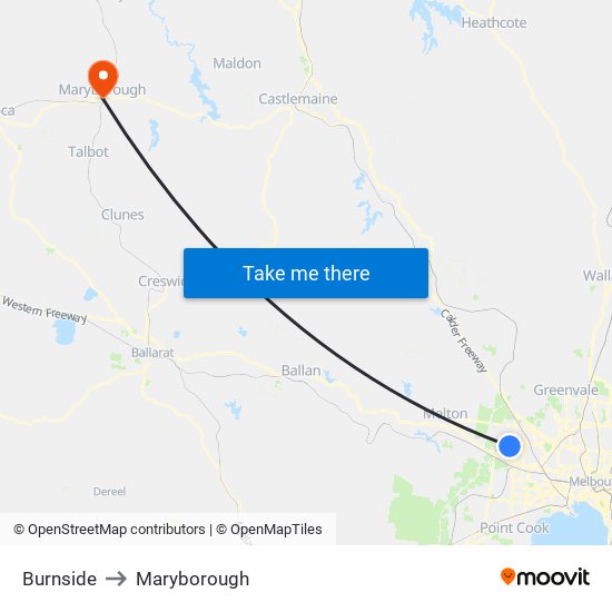 Burnside to Maryborough map