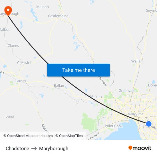 Chadstone to Maryborough map