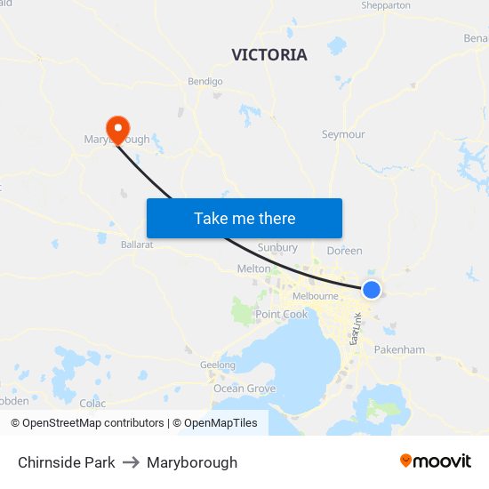 Chirnside Park to Maryborough map