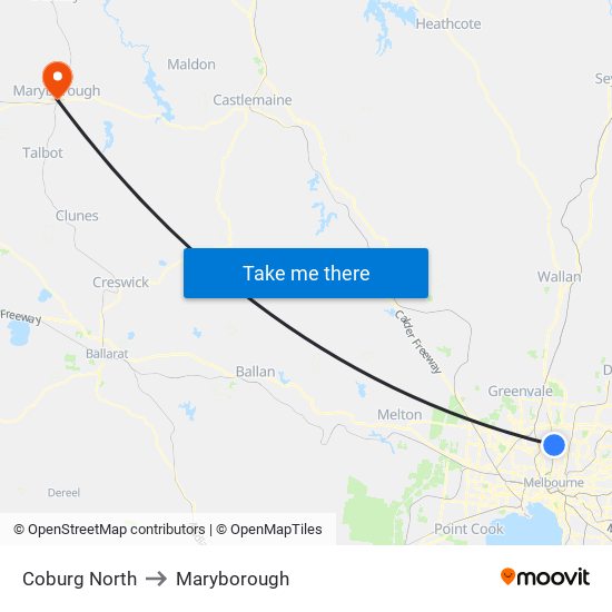 Coburg North to Maryborough map