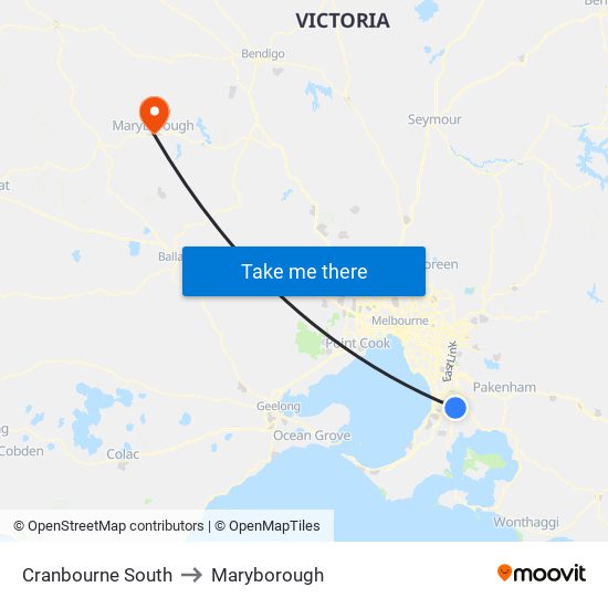 Cranbourne South to Maryborough map