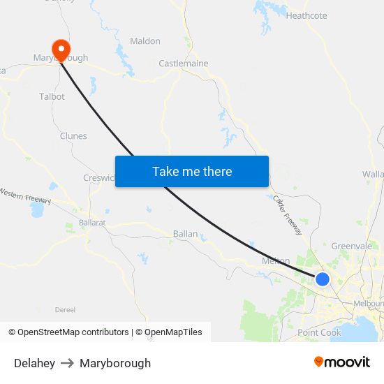 Delahey to Maryborough map