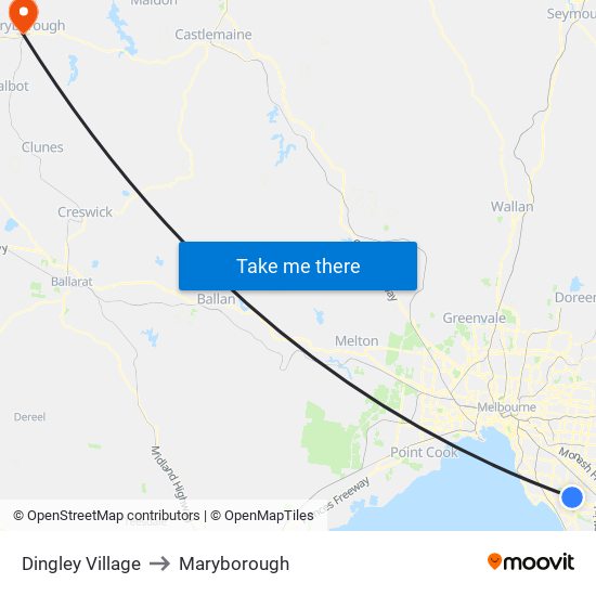 Dingley Village to Maryborough map