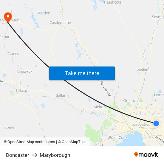 Doncaster to Maryborough map