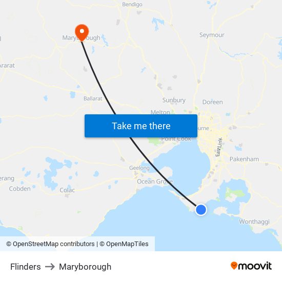 Flinders to Maryborough map