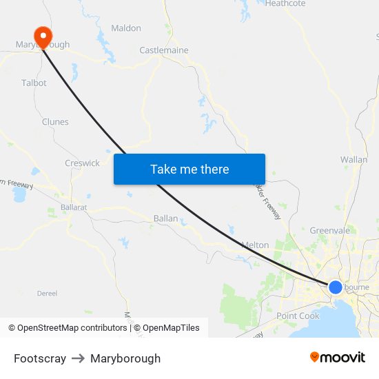 Footscray to Maryborough map