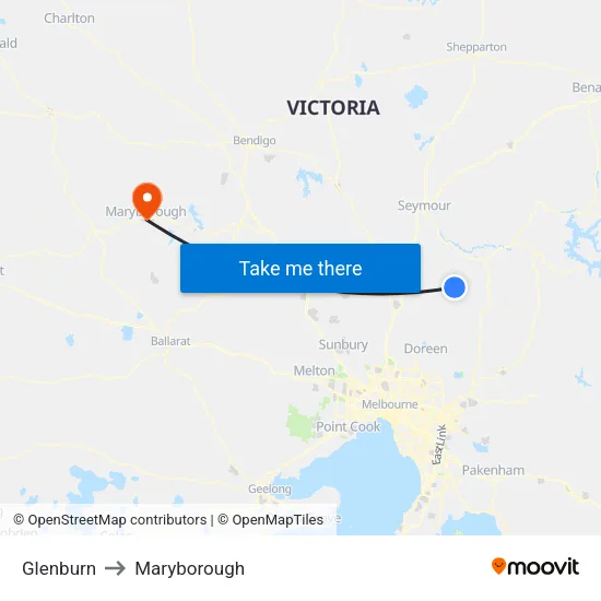 Glenburn to Maryborough map
