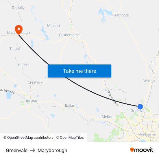 Greenvale to Maryborough map