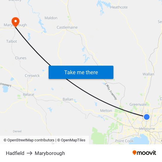 Hadfield to Maryborough map