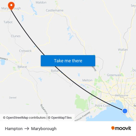 Hampton to Maryborough map