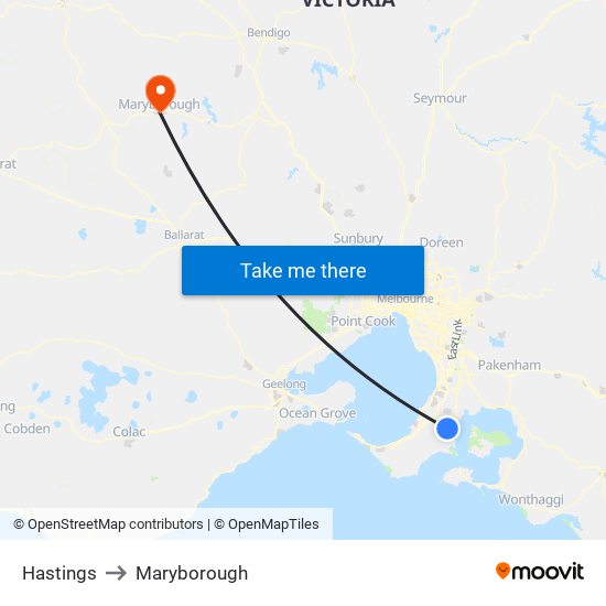 Hastings to Maryborough map