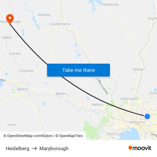 Heidelberg to Maryborough map