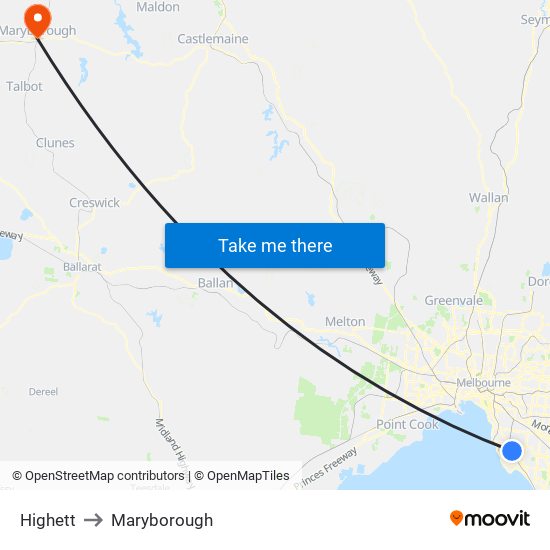 Highett to Maryborough map