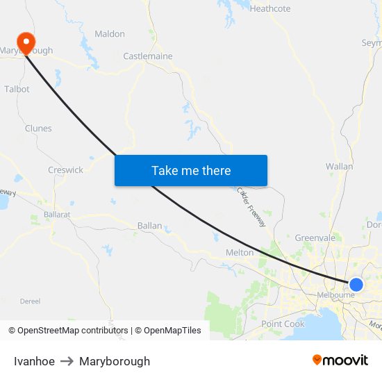 Ivanhoe to Maryborough map