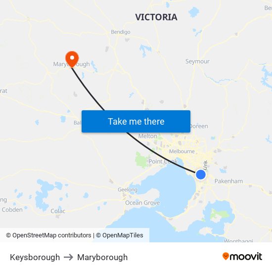 Keysborough to Maryborough map