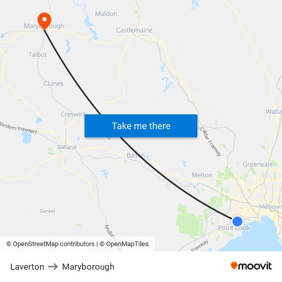 Laverton to Maryborough map