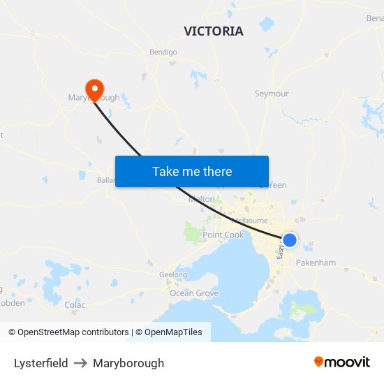 Lysterfield to Maryborough map