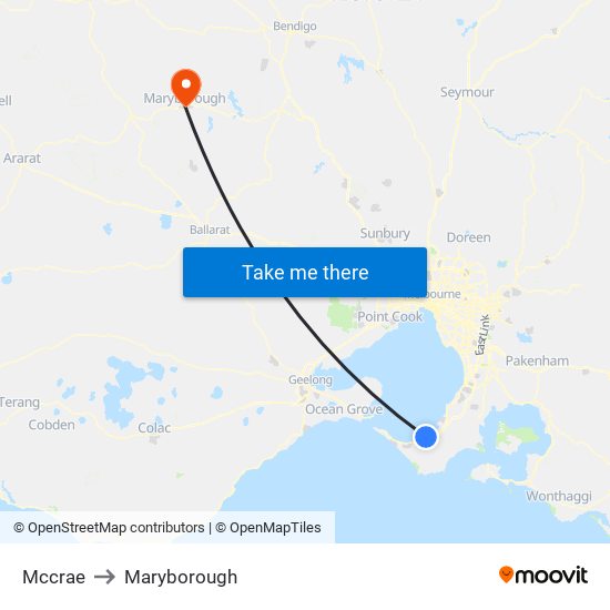 Mccrae to Maryborough map