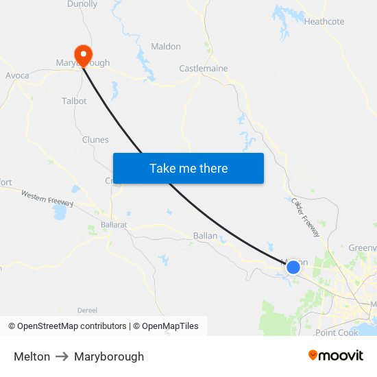 Melton to Maryborough map
