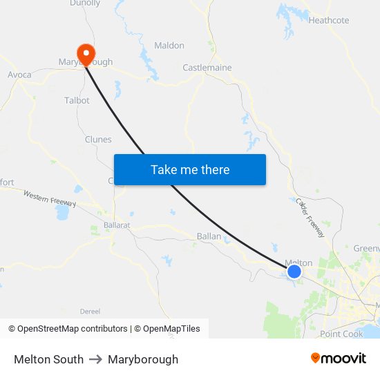 Melton South to Maryborough map