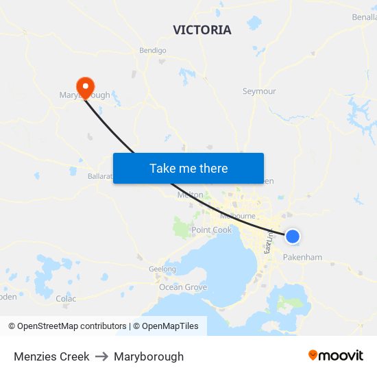 Menzies Creek to Maryborough map