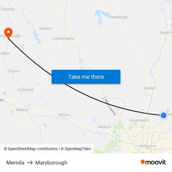 Mernda to Maryborough map