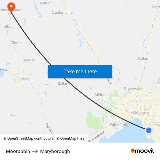 Moorabbin to Maryborough map