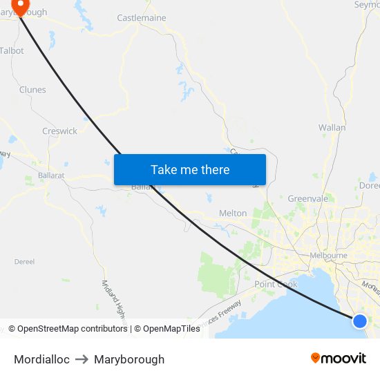 Mordialloc to Maryborough map