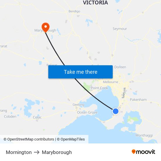 Mornington to Maryborough map