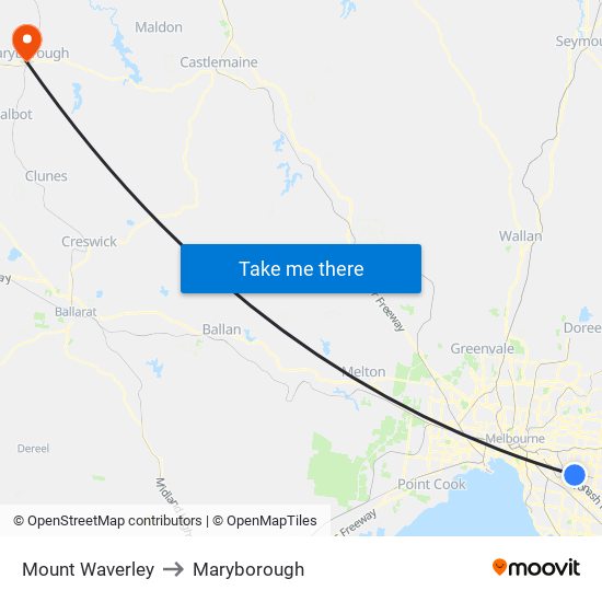 Mount Waverley to Maryborough map