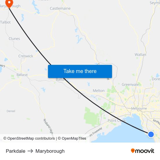 Parkdale to Maryborough map