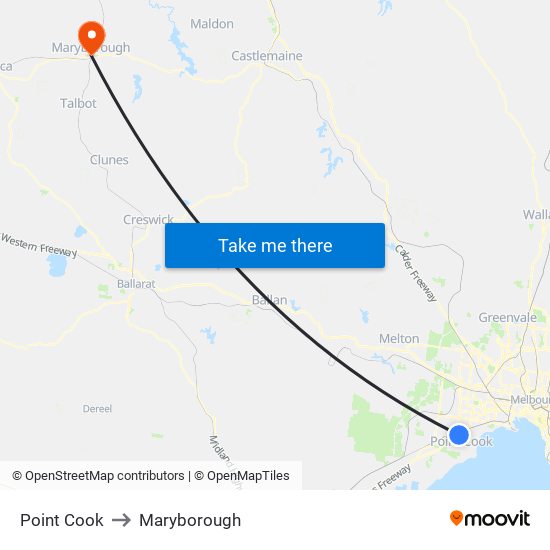 Point Cook to Maryborough map