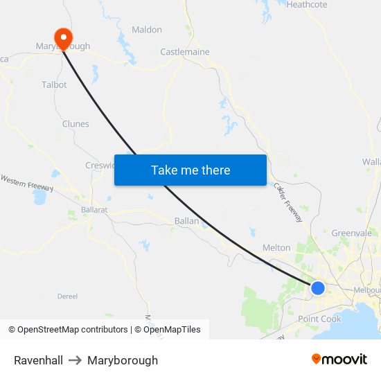 Ravenhall to Maryborough map