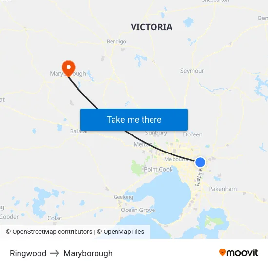 Ringwood to Maryborough map